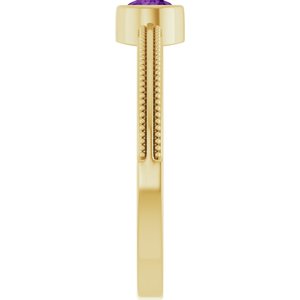 14K Yellow Gold Natural Amethyst Bezel-Set Solitaire Ring – image 4