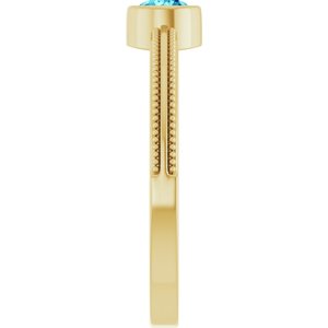 14K Yellow Gold Natural Blue Zircon Bezel-Set Solitaire Ring – image 4
