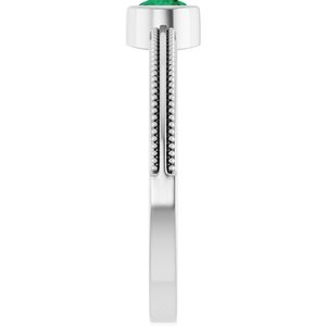 Platinum Lab-Grown Emerald Bezel-Set Solitaire Ring – image 4