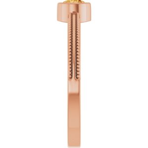 14K Rose Gold Natural Citrine Bezel-Set Solitaire Ring – image 4