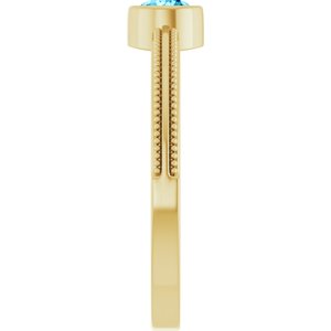 14K Yellow Gold Natural Aquamarine Bezel-Set Solitaire Ring – image 4