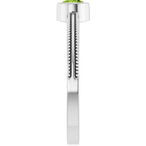 Platinum Natural Peridot Bezel-Set Solitaire Ring – image 4