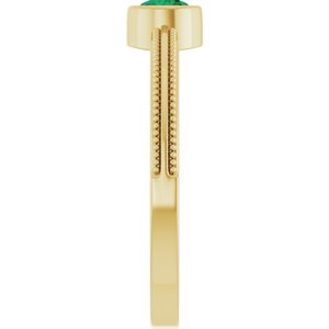 14K Yellow Gold Lab-Grown Emerald Bezel-Set Solitaire Ring – image 4