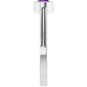 Platinum Natural Amethyst Bezel-Set Solitaire Ring – image 4