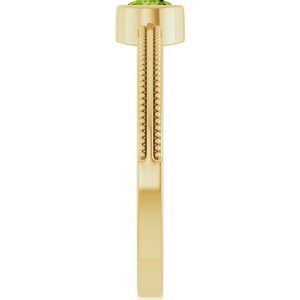 14K Yellow Gold Natural Peridot Bezel-Set Solitaire Ring – image 4
