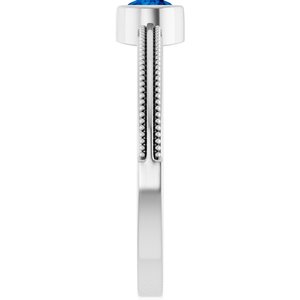 Platinum Lab-Grown Blue Sapphire Bezel-Set Solitaire Ring – image 4