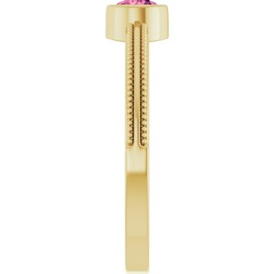 14K Yellow Gold Natural Pink Tourmaline Bezel-Set Solitaire Ring – image 4