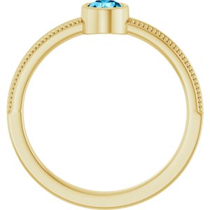 14K Yellow Gold Natural Aquamarine Bezel-Set Solitaire Ring – image 2