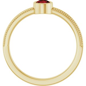 14K Yellow Gold Natural Mozambique Garnet Bezel-Set Solitaire Ring – image 2