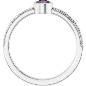 Platinum Natural Alexandrite Bezel-Set Solitaire Ring – image 2