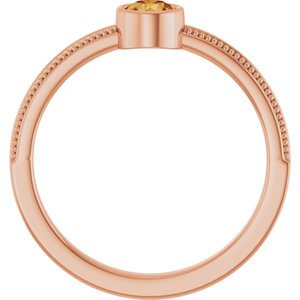 14K Rose Gold Natural Citrine Bezel-Set Solitaire Ring – image 2
