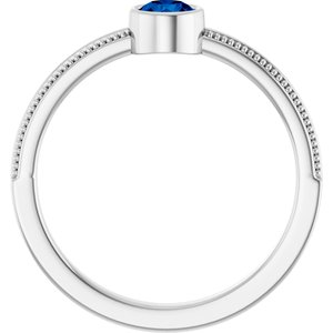 Sterling Silver Natural Blue Sapphire Bezel-Set Solitaire Ring – image 2