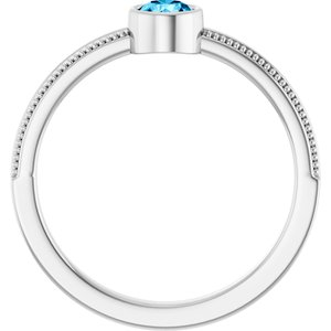 14K White Gold Natural Aquamarine Bezel-Set Solitaire Ring – image 2
