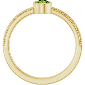 14K Yellow Gold Natural Peridot Bezel-Set Solitaire Ring – image 2
