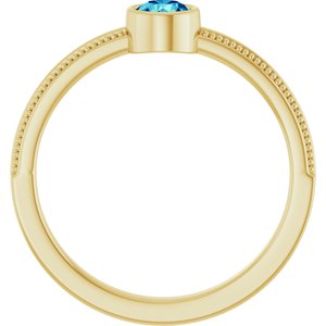14K Yellow Gold Natural Blue Zircon Bezel-Set Solitaire Ring – image 2