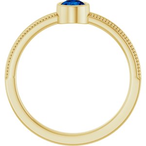 14K Yellow Gold Lab-Grown Blue Sapphire Bezel-Set Solitaire Ring – image 2