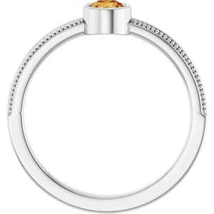 Sterling Silver Natural Citrine Bezel-Set Solitaire Ring – image 2