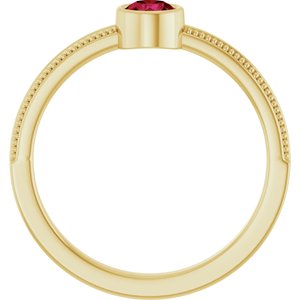 14K Yellow Gold Natural Ruby Bezel-Set Solitaire Ring – image 2