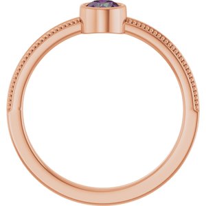 14K Rose Gold Lab-Grown Alexandrite Bezel-Set Solitaire Ring – image 2