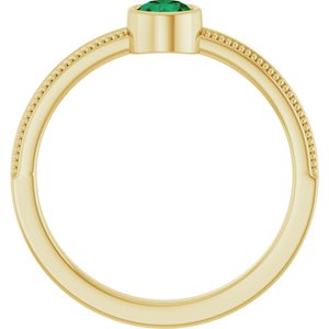 14K Yellow Gold Lab-Grown Emerald Bezel-Set Solitaire Ring – image 2