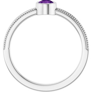 Sterling Silver Natural Amethyst Bezel-Set Solitaire Ring – image 2