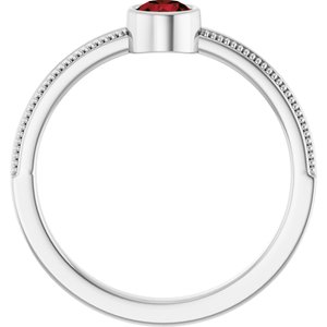 Sterling Silver Natural Mozambique Garnet Bezel-Set Solitaire Ring – image 2