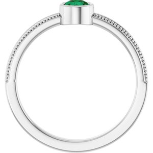 Platinum Lab-Grown Emerald Bezel-Set Solitaire Ring – image 2