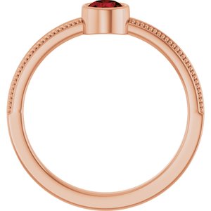 14K Rose Gold Natural Mozambique Garnet Bezel-Set Solitaire Ring – image 2