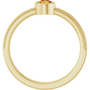 14K Yellow Gold Natural Citrine Bezel-Set Solitaire Ring – image 2