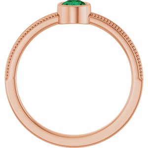 14K Rose Gold Lab-Grown Emerald Bezel-Set Solitaire Ring – image 2