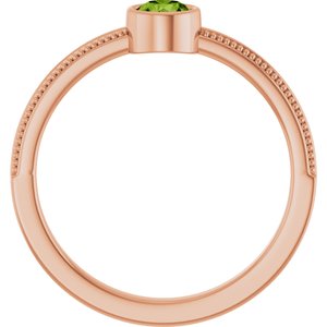 14K Rose Gold Natural Peridot Bezel-Set Solitaire Ring – image 2