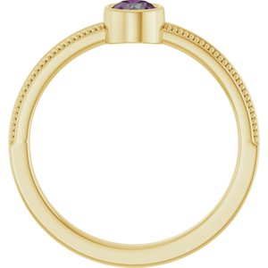 14K Yellow Gold Lab-Grown Alexandrite Bezel-Set Solitaire Ring – image 2