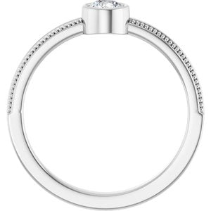 14K White Gold Natural Diamond Bezel-Set Solitaire Ring – image 2