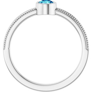 Sterling Silver Natural Blue Zircon Bezel-Set Solitaire Ring – image 2