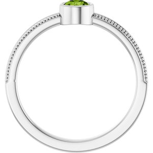 Platinum Natural Peridot Bezel-Set Solitaire Ring – image 2