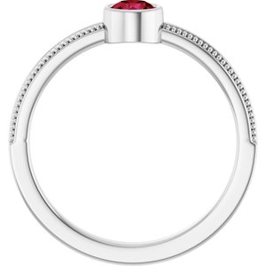 Sterling Silver Lab-Grown Ruby Bezel-Set Solitaire Ring – image 2