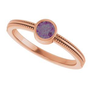 14K Rose Gold Lab-Grown Alexandrite Bezel-Set Solitaire Ring – image 5