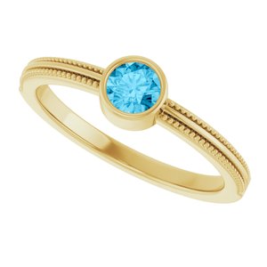 14K Yellow Gold Natural Aquamarine Bezel-Set Solitaire Ring – image 5