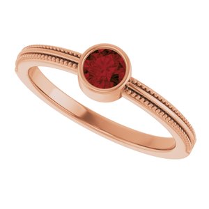 14K Rose Gold Natural Mozambique Garnet Bezel-Set Solitaire Ring – image 5
