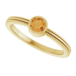 14K Yellow Gold Natural Citrine Bezel-Set Solitaire Ring – image 5