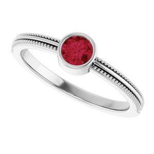 Sterling Silver Natural Ruby Bezel-Set Solitaire Ring – image 5