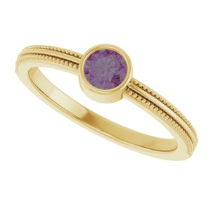14K Yellow Gold Lab-Grown Alexandrite Bezel-Set Solitaire Ring – image 5