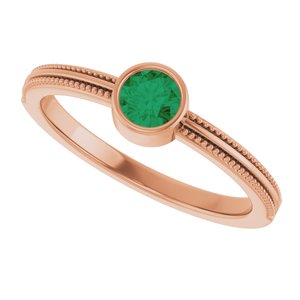 14K Rose Gold Lab-Grown Emerald Bezel-Set Solitaire Ring – image 5