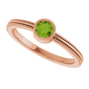 14K Rose Gold Natural Peridot Bezel-Set Solitaire Ring – image 5