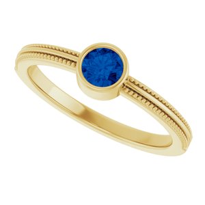 14K Yellow Gold Natural Blue Sapphire Bezel-Set Solitaire Ring – image 5