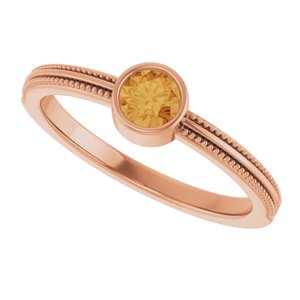 14K Rose Gold Natural Citrine Bezel-Set Solitaire Ring – image 5