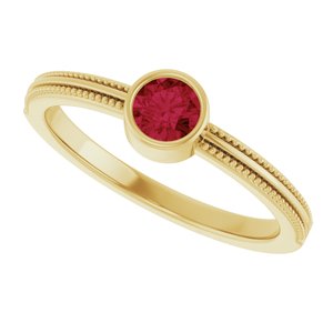 14K Yellow Gold Lab-Grown Ruby Bezel-Set Solitaire Ring – image 5
