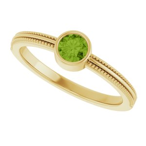 14K Yellow Gold Natural Peridot Bezel-Set Solitaire Ring – image 5