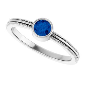 Platinum Natural Blue Sapphire Bezel-Set Solitaire Ring – image 5