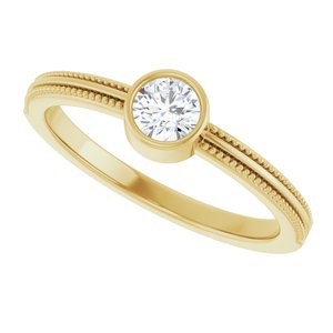 14K Yellow Gold 4 mm Round Bezel-Set Solitaire Ring Mounting – image 8